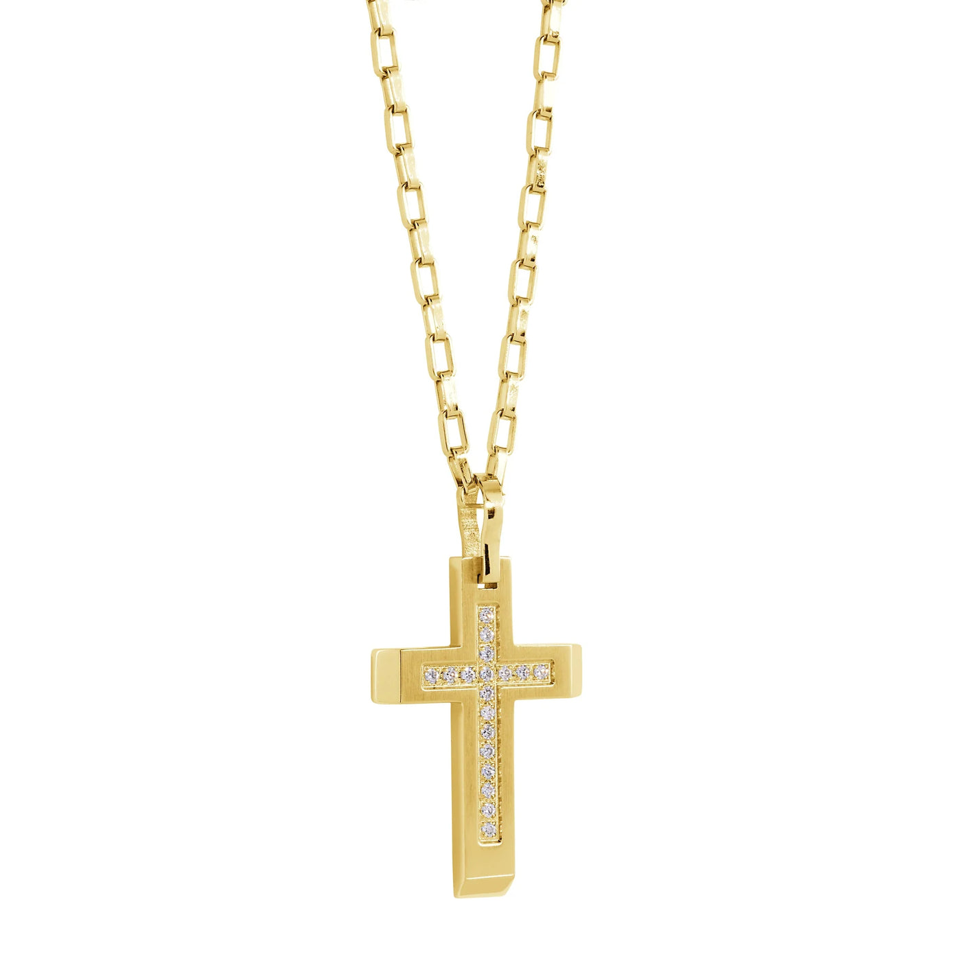 Stainless Steel Studded Cross Pendant & Chain - SC143