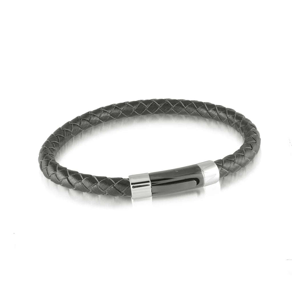 Stainless Steel Round Leather Bracelet 6MM - SLB124