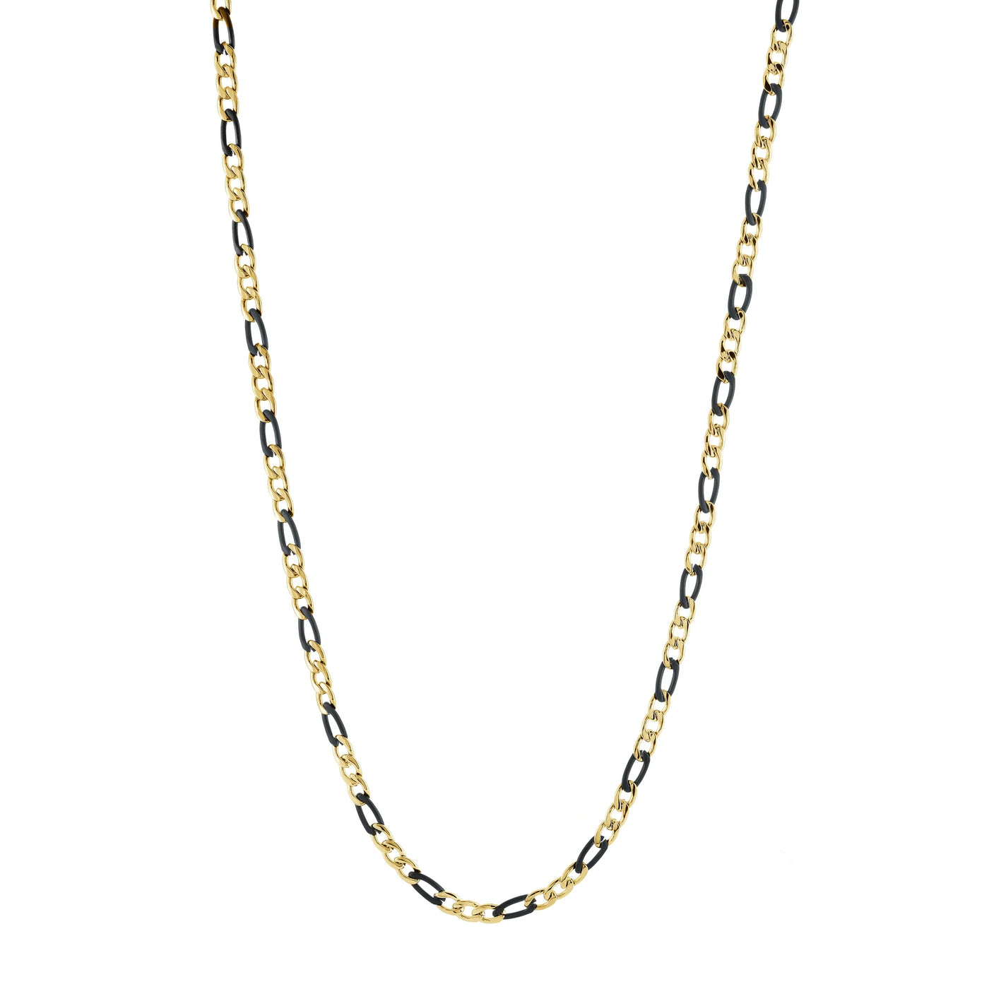 Stainless Steel Figaro Link Two-Tone Dark Chain 4.5MM - STTN27