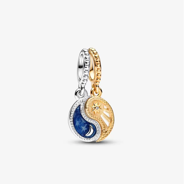 Pandora Two-Tone Splittable Sun & Moon Dangle Charm 762678C01