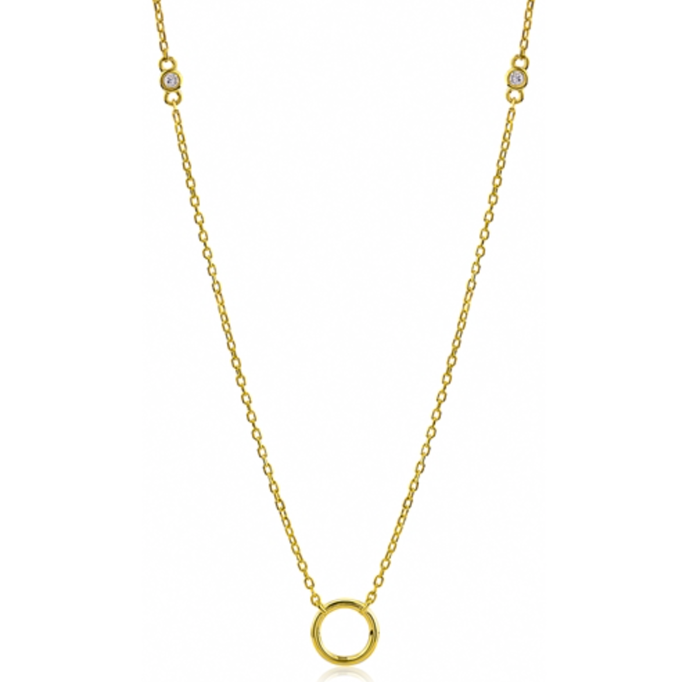 Sterling Silver Gold Plated Circle Necklace