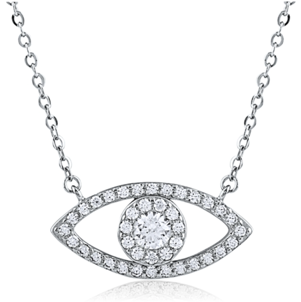 Sterling Silver Cubic Zirconia Evil Eye Necklace