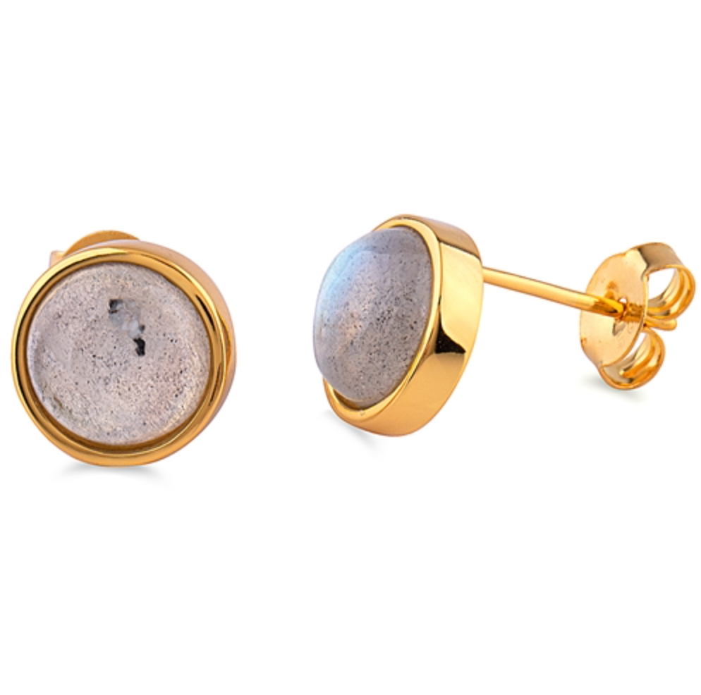Sterling Silver Gold Plated Labradorite Stud Earrings