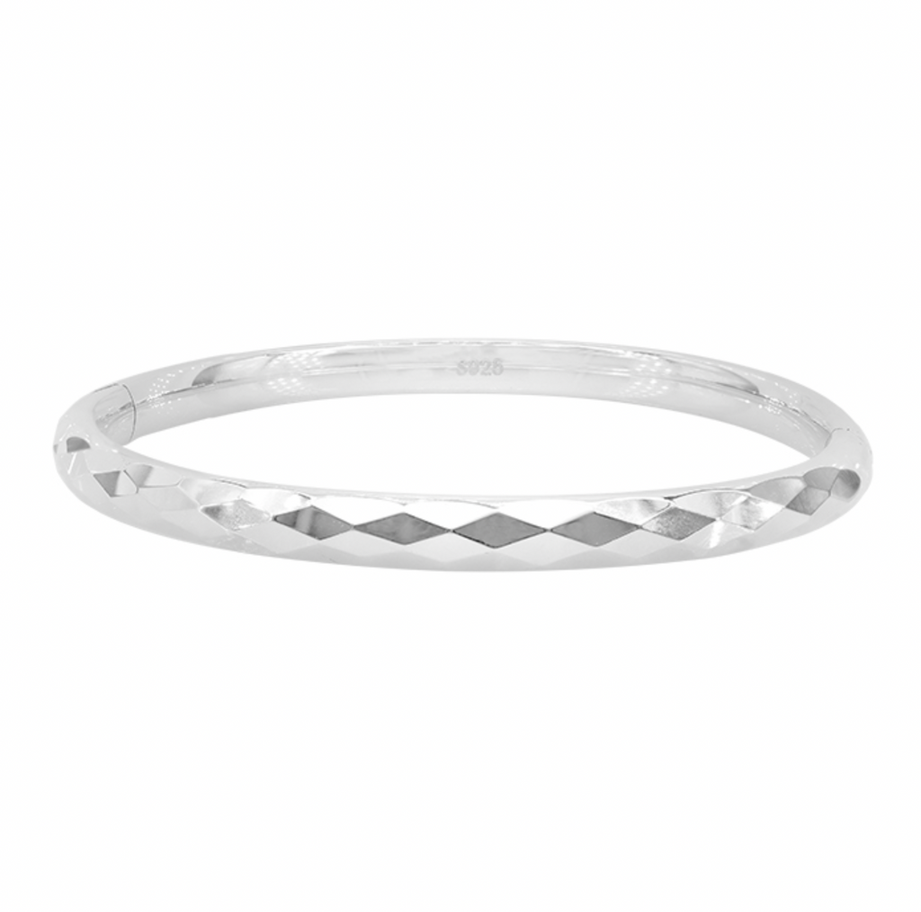 Sterling Silver Diamond Cut Bangle