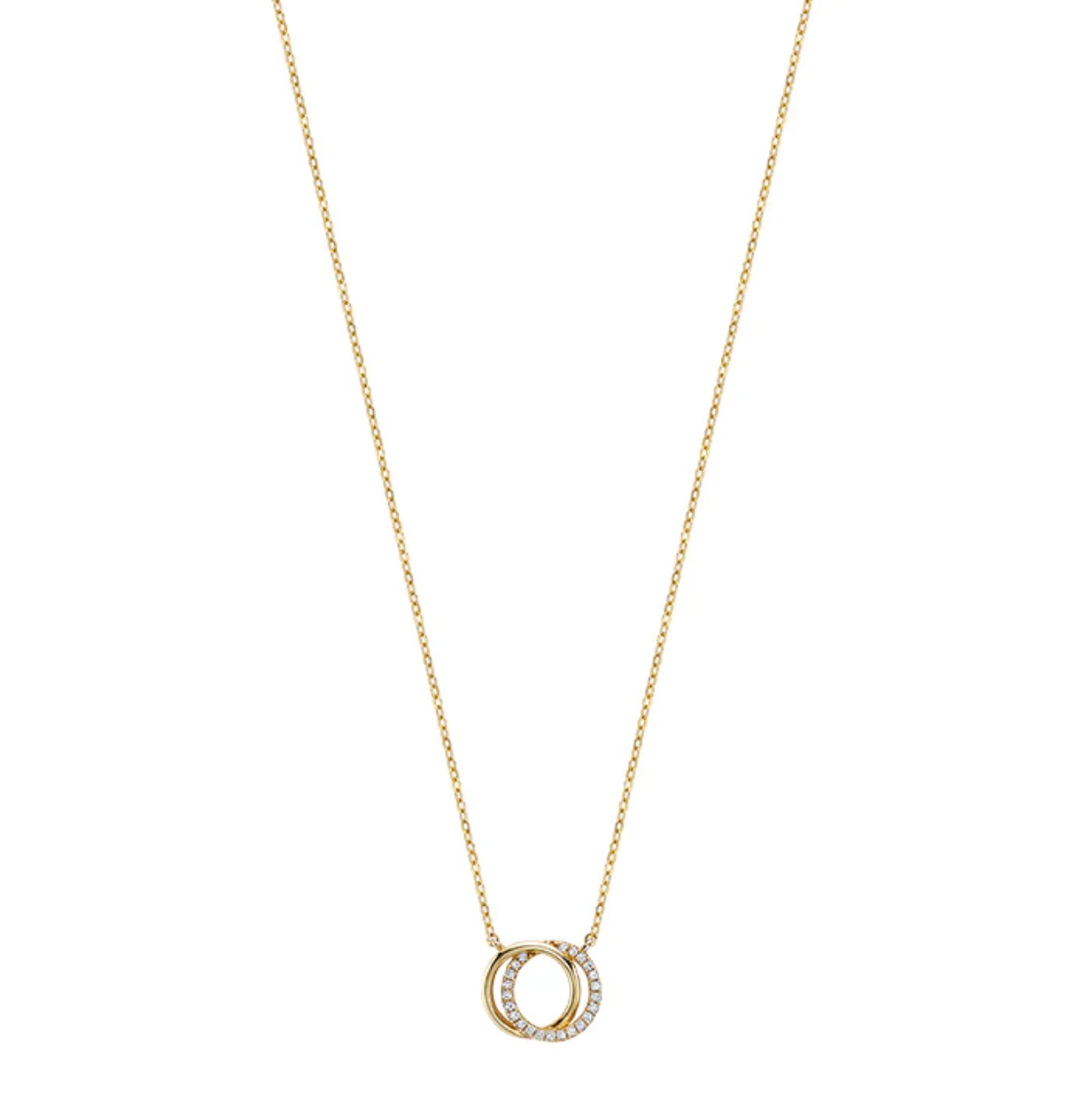 10 Karat Yellow Gold Linked Circles Diamond Necklace