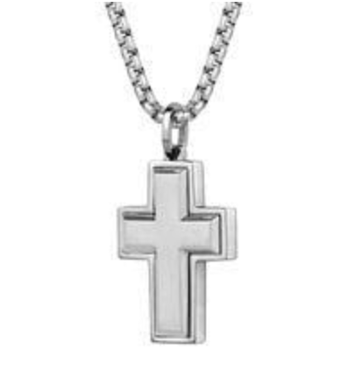 Stainless Steel Edged Cross Pendant & Chain - SC91