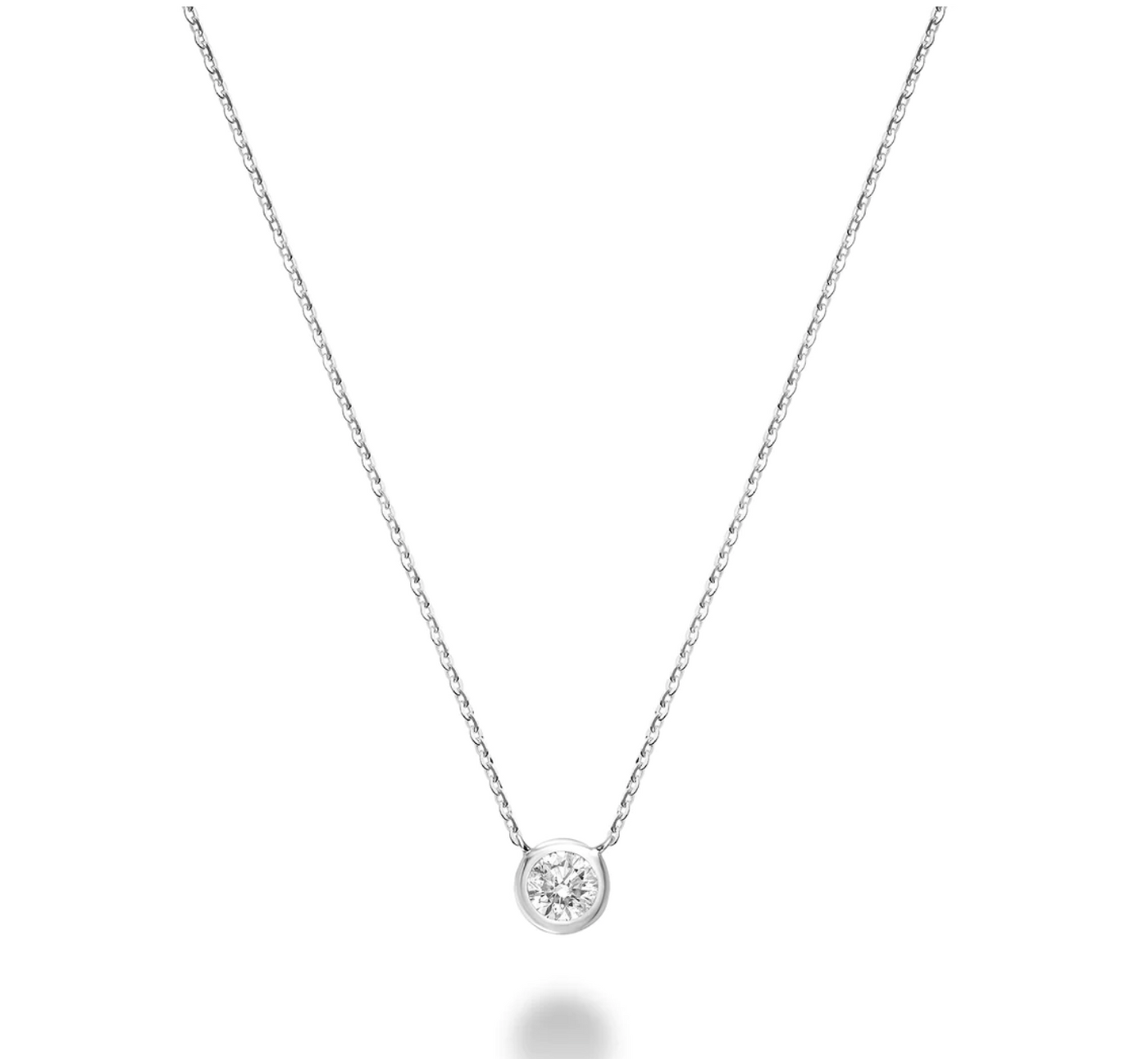 10 Karat White Gold Bezel Set 0.13CT Diamond Necklace