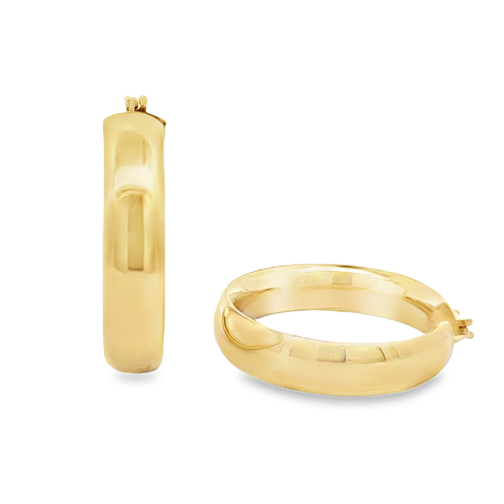 14 Karat Yellow Gold Tube Hoop Earring