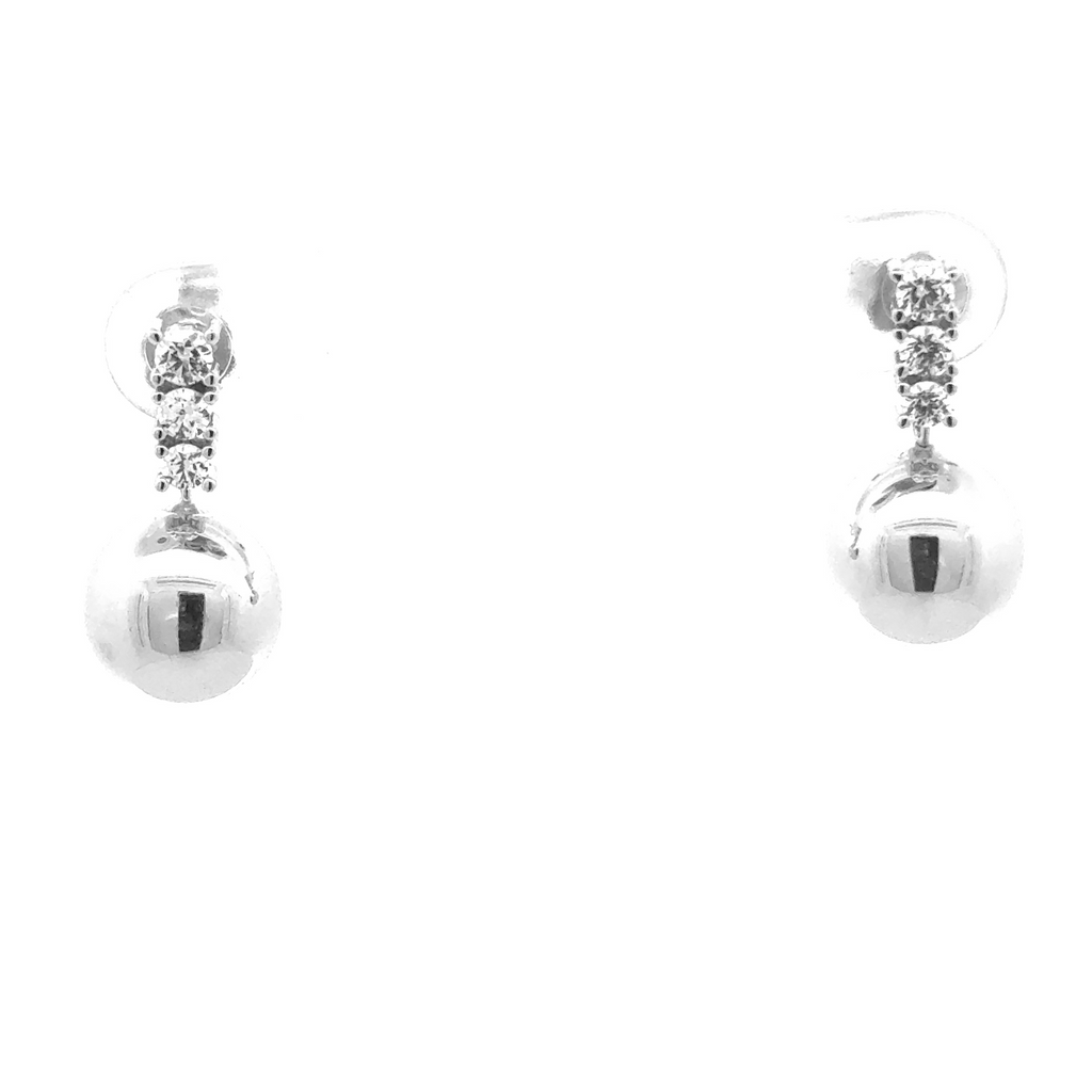 18 Karat White Gold Cubic Ball Stud Earrings