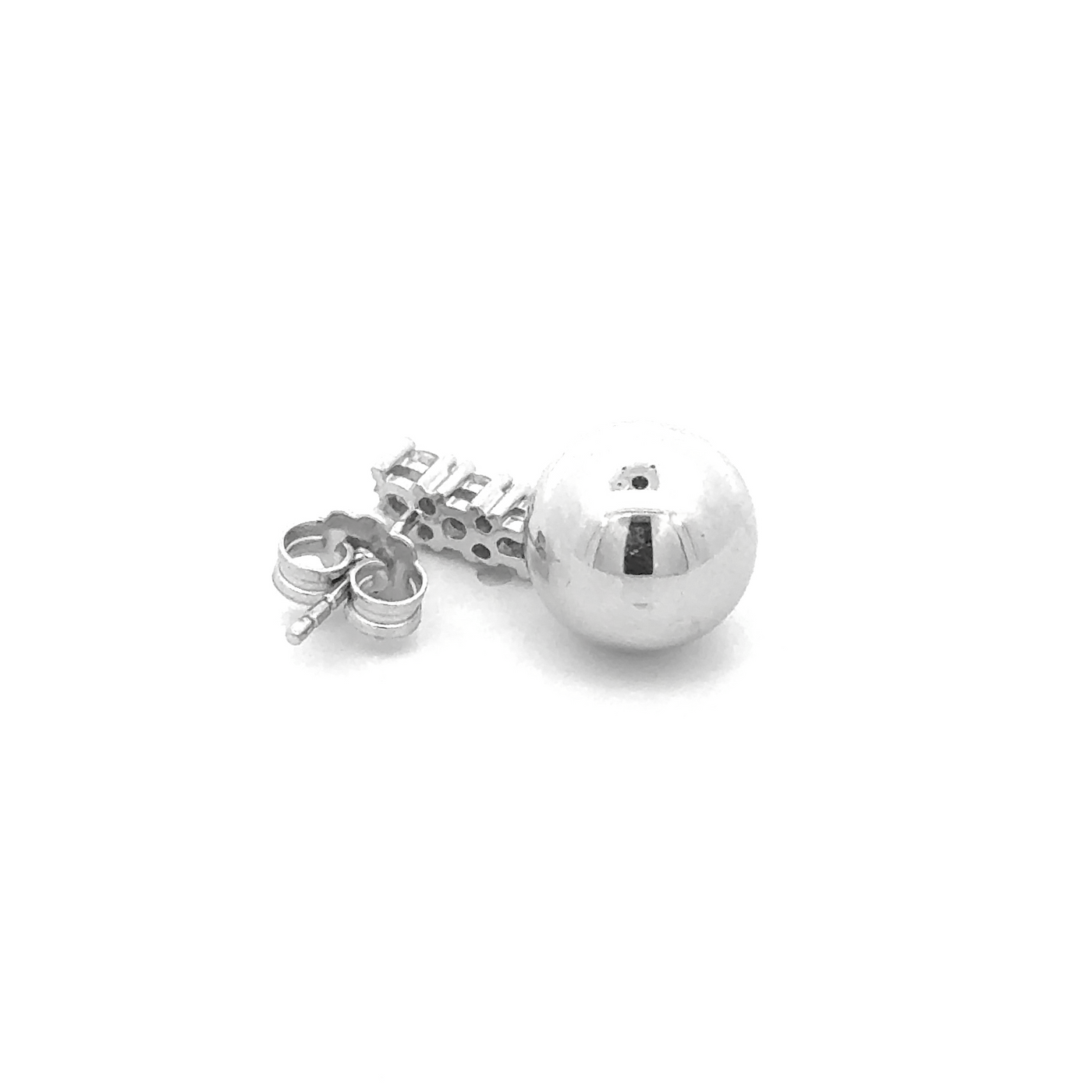 18 Karat White Gold Cubic Ball Stud Earrings