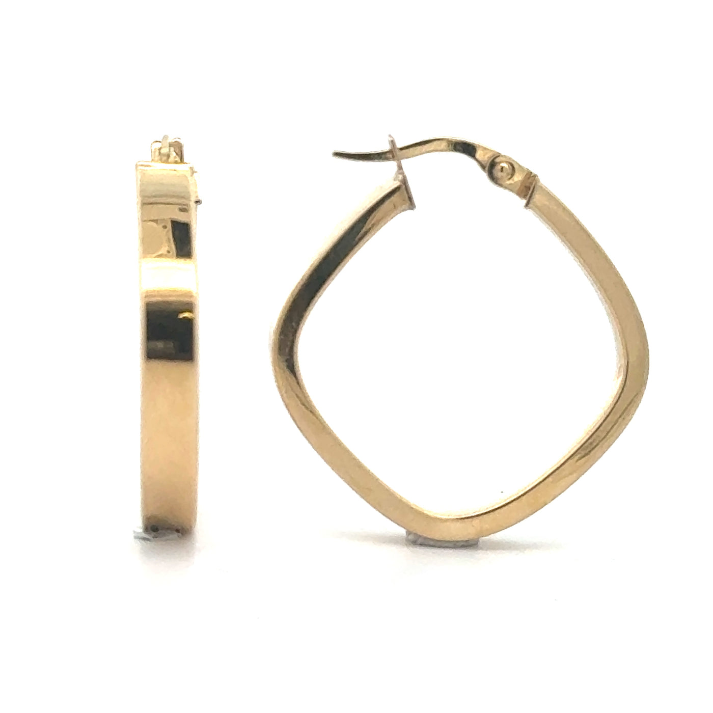 18 Karat Yellow Gold Square Hoop Earrings