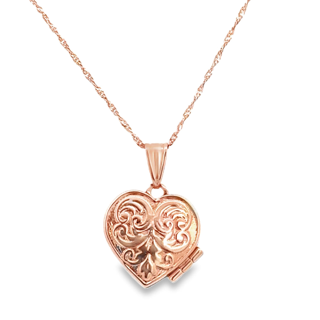 10 Karat Rose Gold Heart Locket Necklace