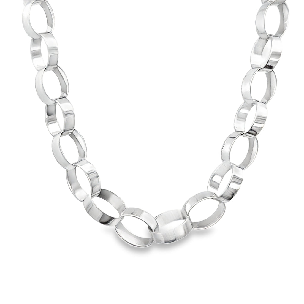 10 Karat White Gold Oval Link Necklace