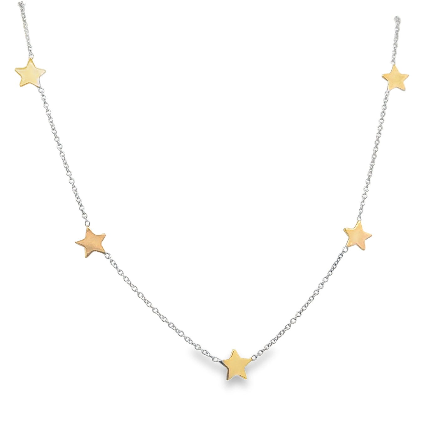 18 Karat Two-Tone Gold Star Necklace