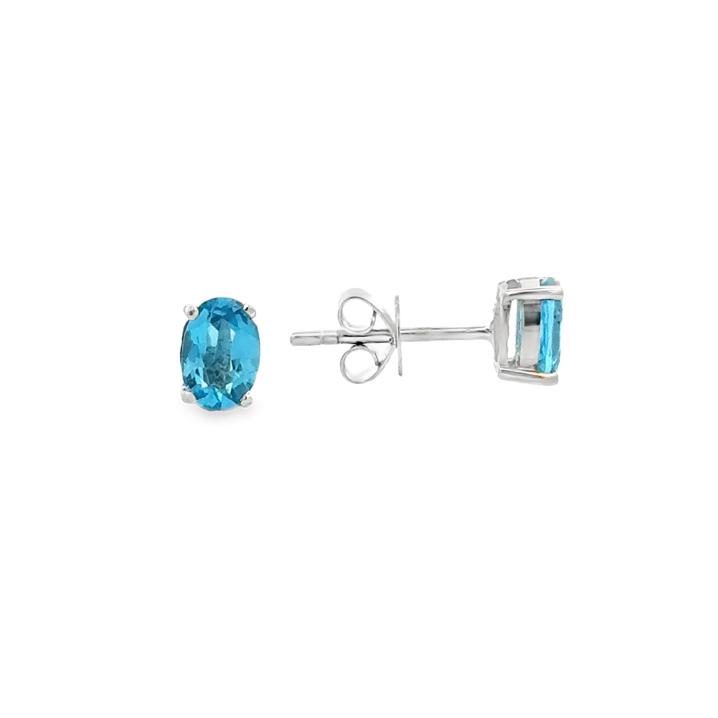 14 Karat White Gold Blue Topaz Stud Earrings