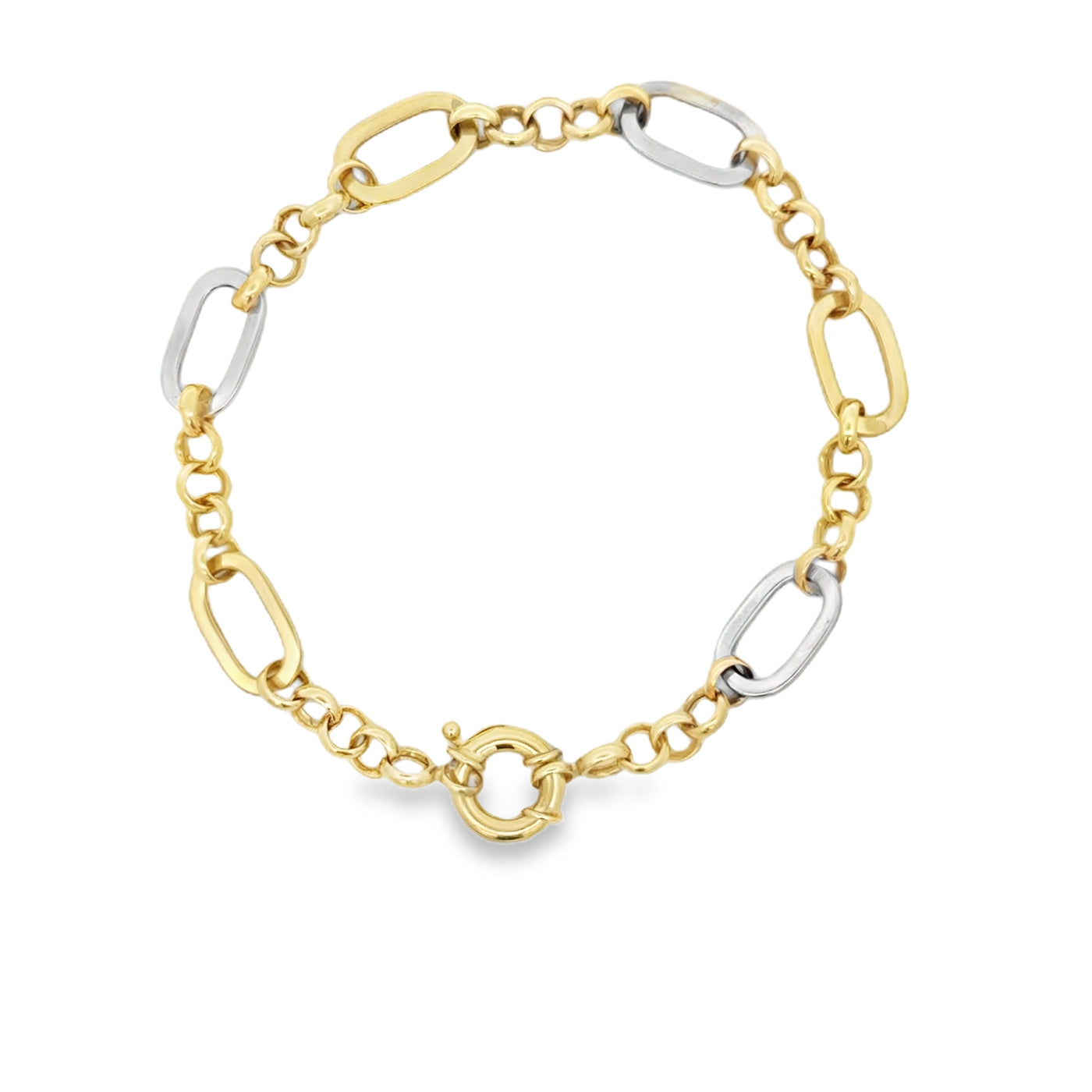 10 Karat Gold Two Tone Link Bracelet