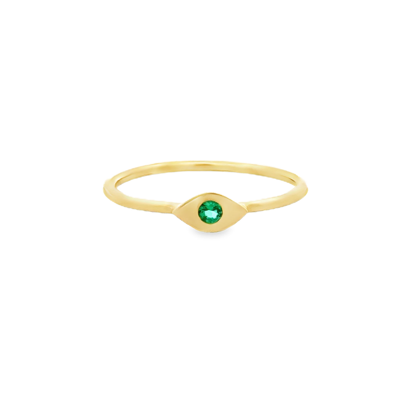 14 Karat Yellow Gold Emerald Evil Eye Ring