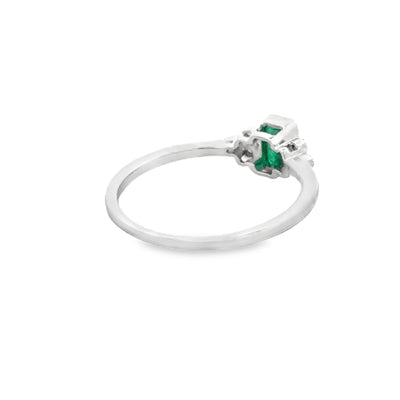 14 Karat White Gold Emerald and Diamond Ring