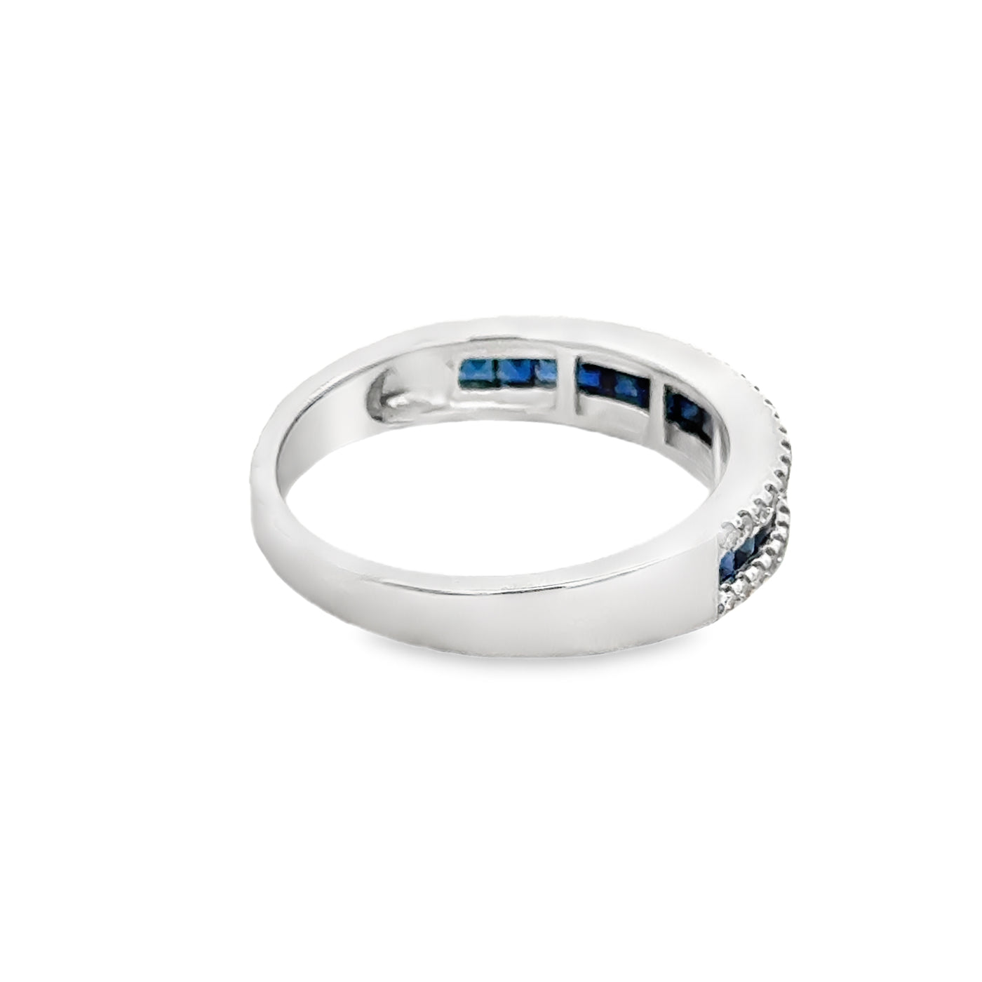 14 Karat White Gold Sapphire and Diamond Band