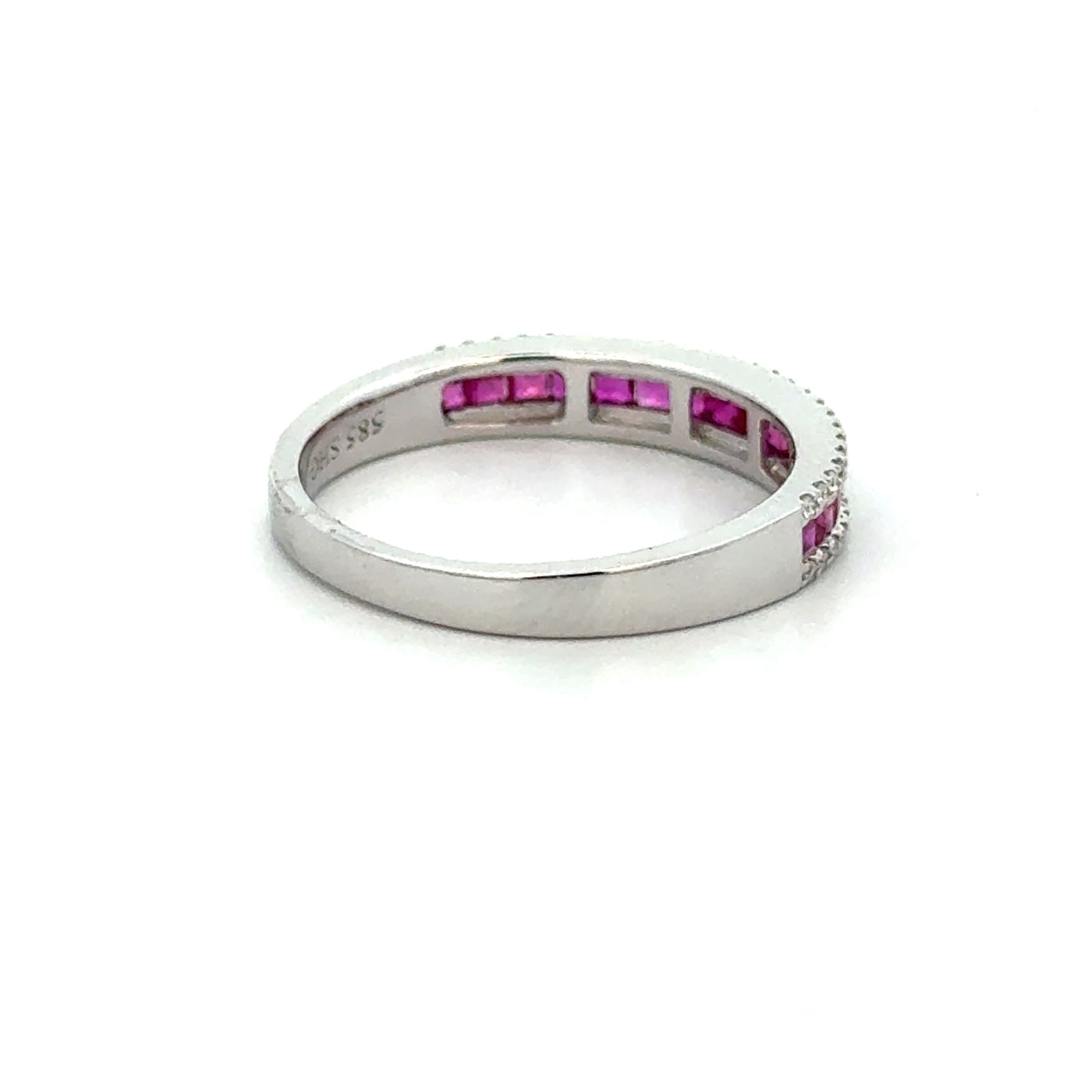 14 Karat White Gold Ruby and Diamond Band