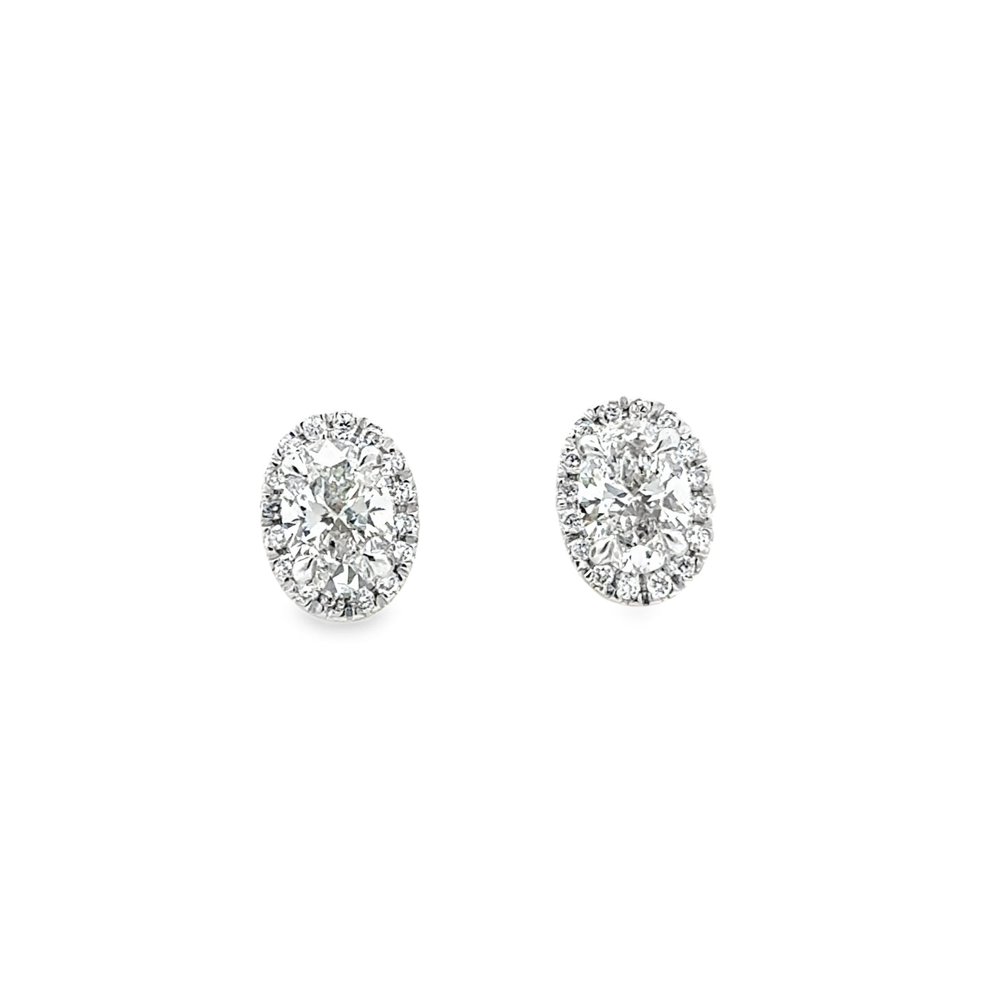 14 Karat White Gold Laboratory Diamond 1.15ctw Oval Earrings