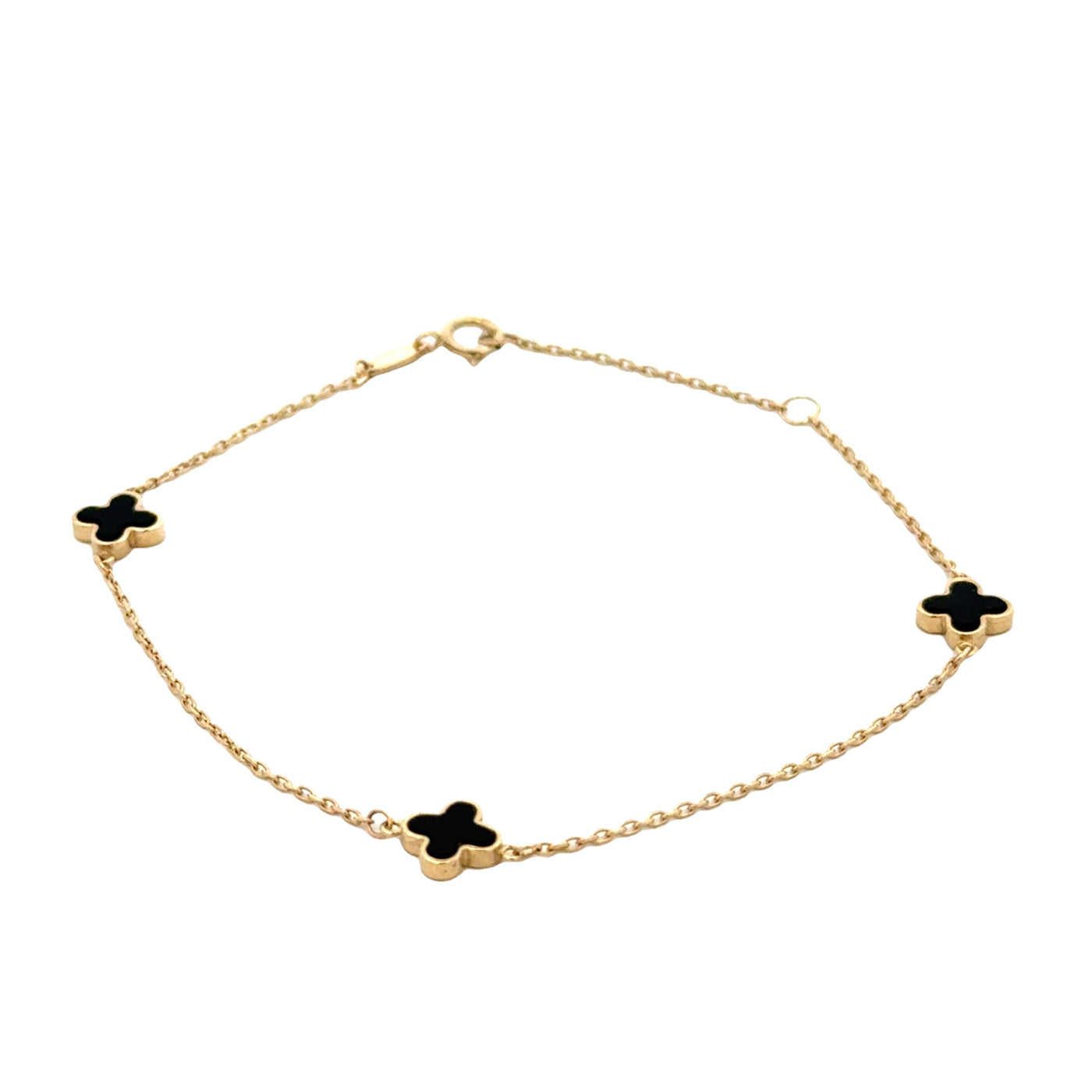 10 Karat Yellow Gold Black Clover Bracelet