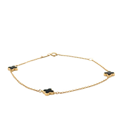 10 Karat Yellow Gold Black Clover Bracelet