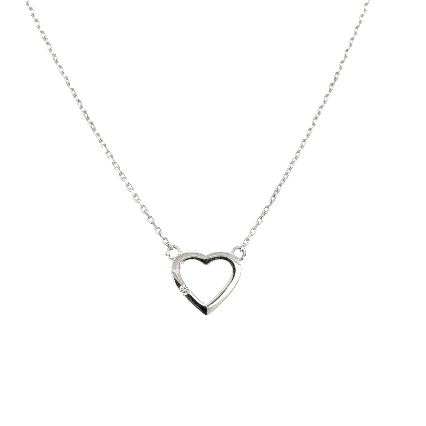 10 Karat White Gold Heart Necklace