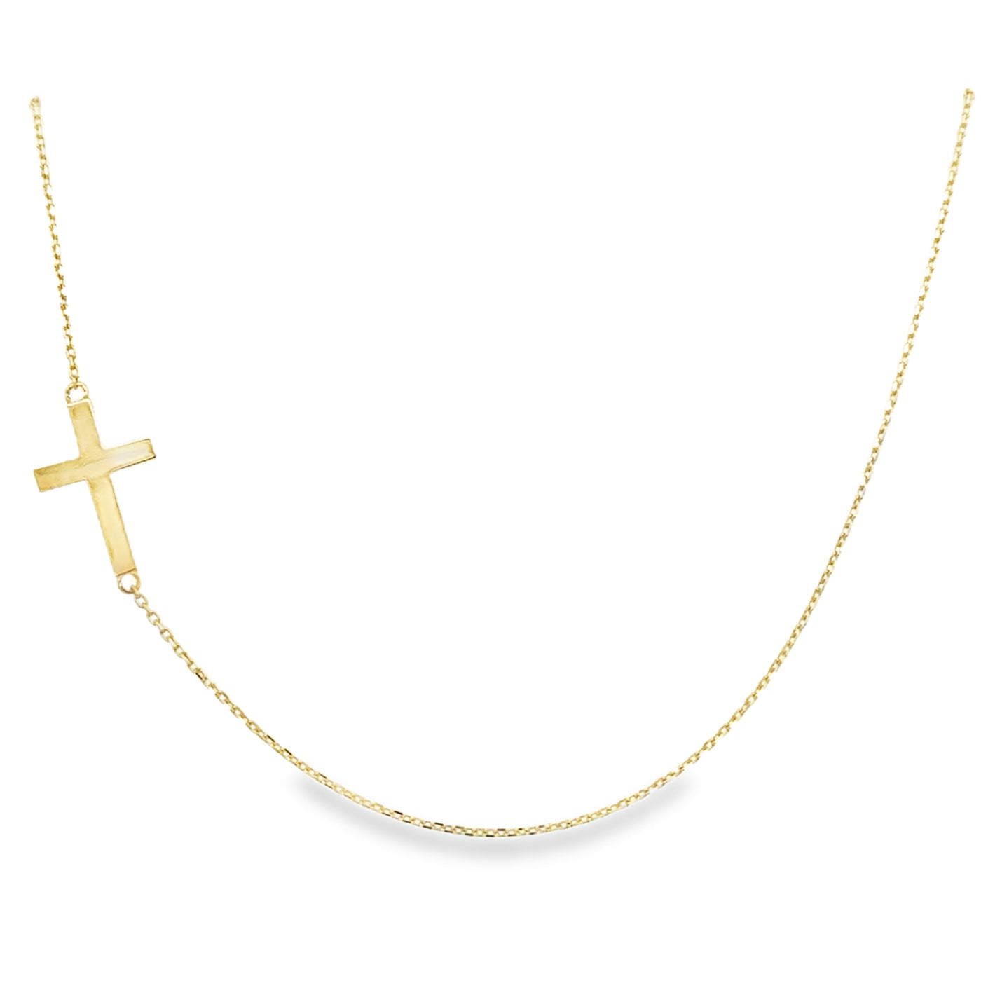 10 Karat Yellow Gold Side Cross Necklace