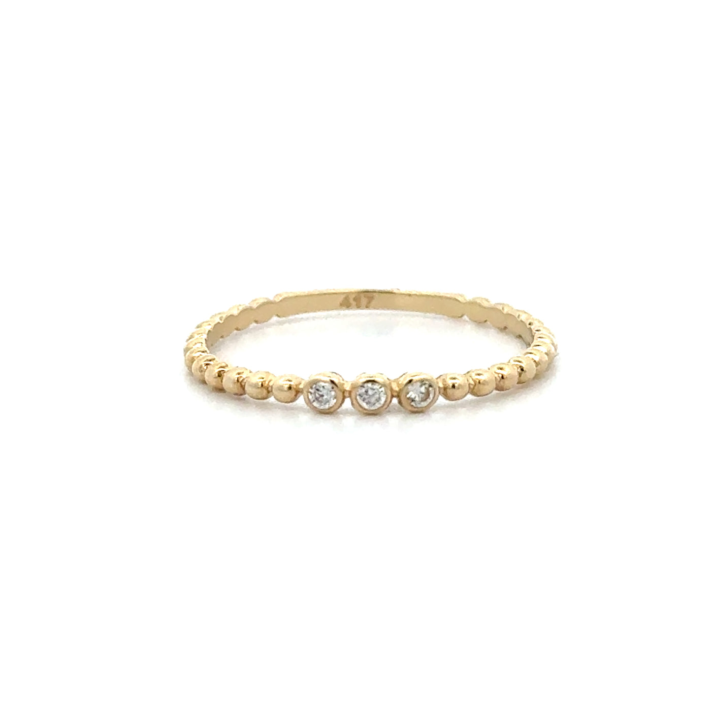 10 Karat Yellow Gold Beaded Cubic Ring