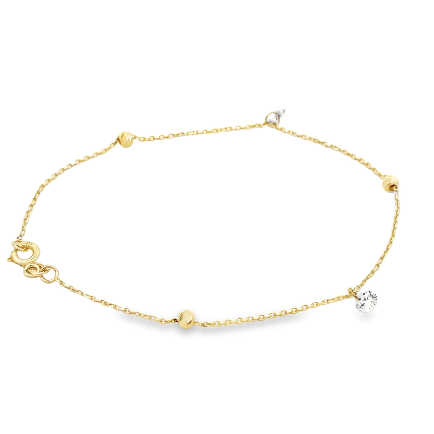 10 Karat Yellow Gold Cubic Dangle Bracelet