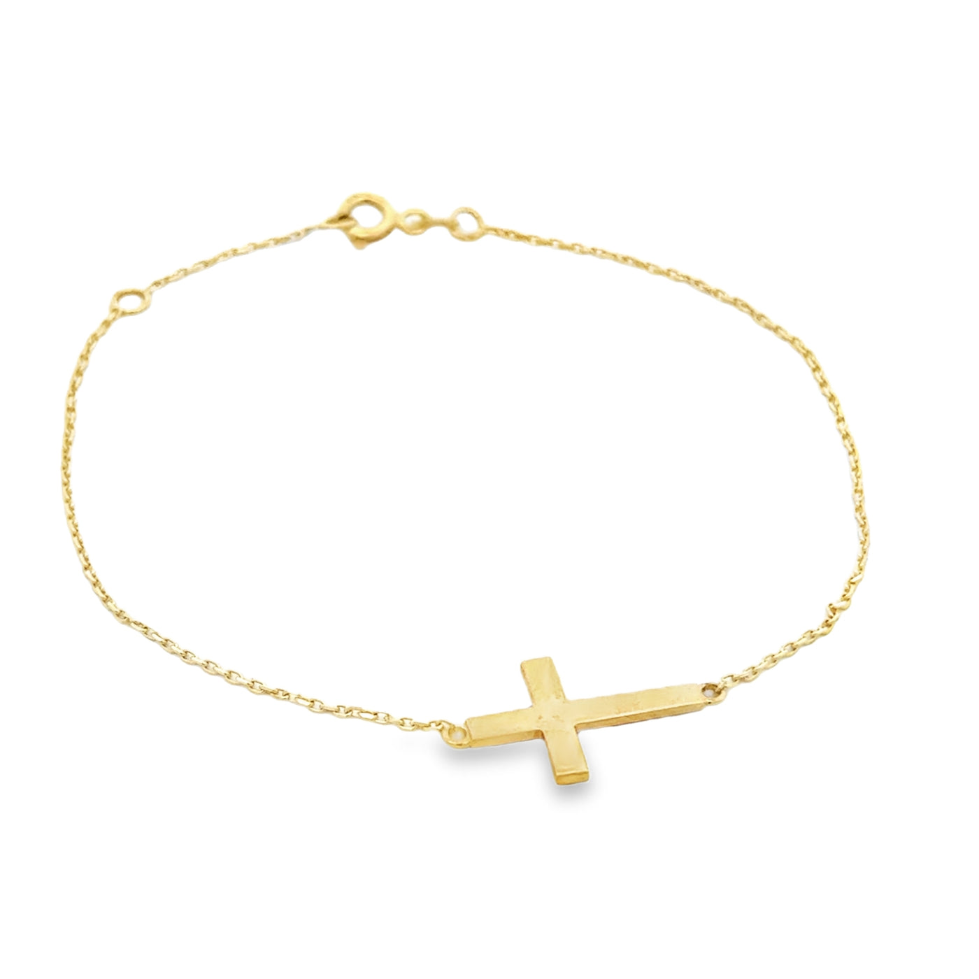 10 Karat Yellow Gold Side Cross Bracelet