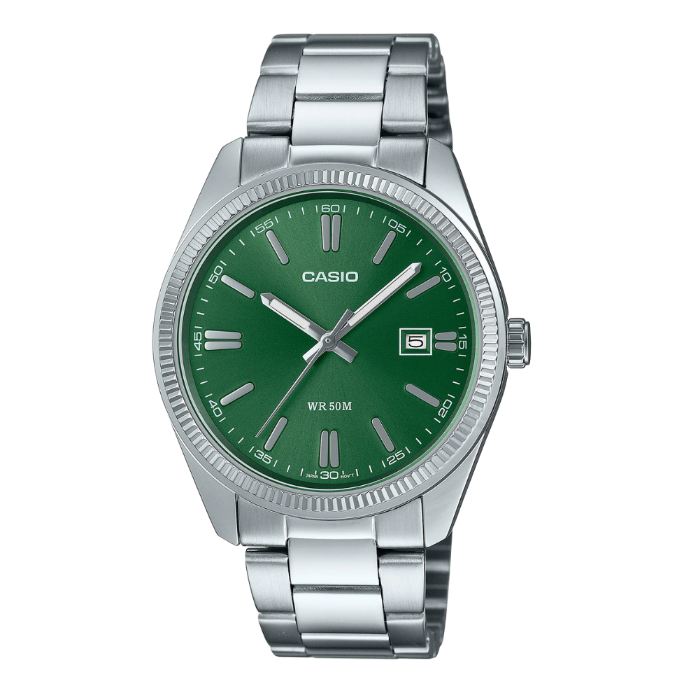 Casio Vintage Green Dial Stainless Steel Watch - MTP1302D-3AVT