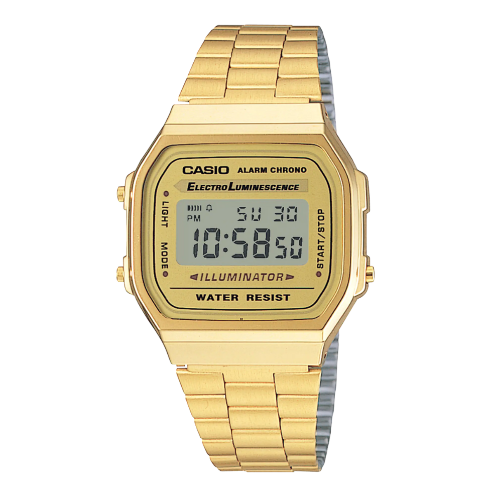 Casio Vintage Gold Dial Stainless Steel Watch - A168WG-9