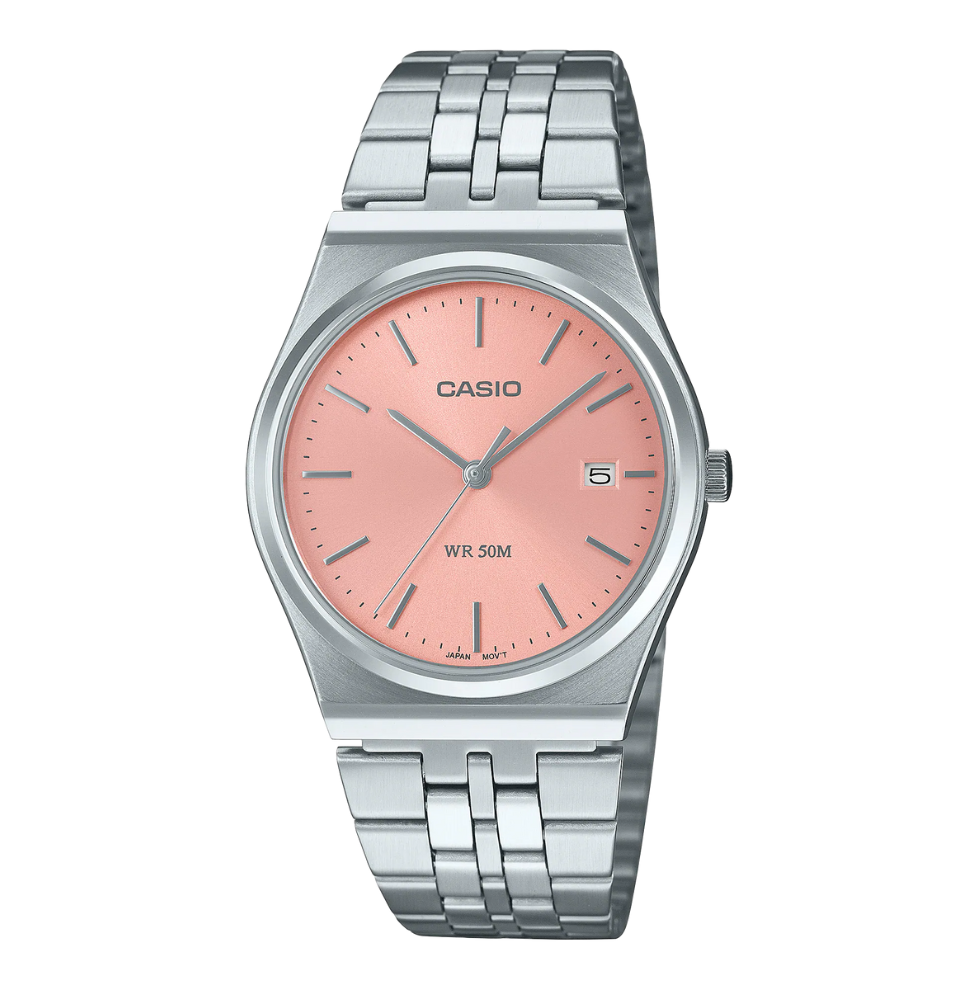 Casio Standard Pink Dial Stainless Steel Watch - MTPB145D-4VT