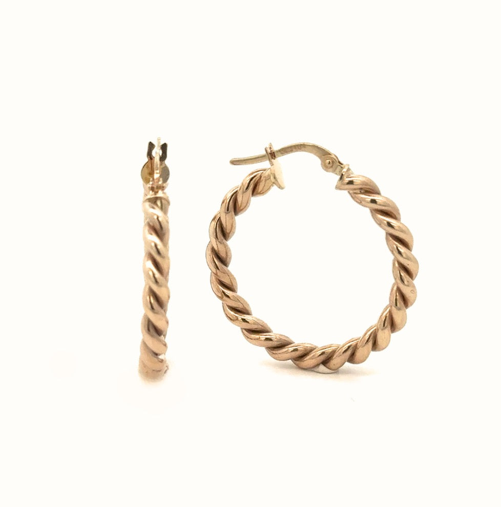 10 Karat Yellow Gold Twist Hoop Earrings