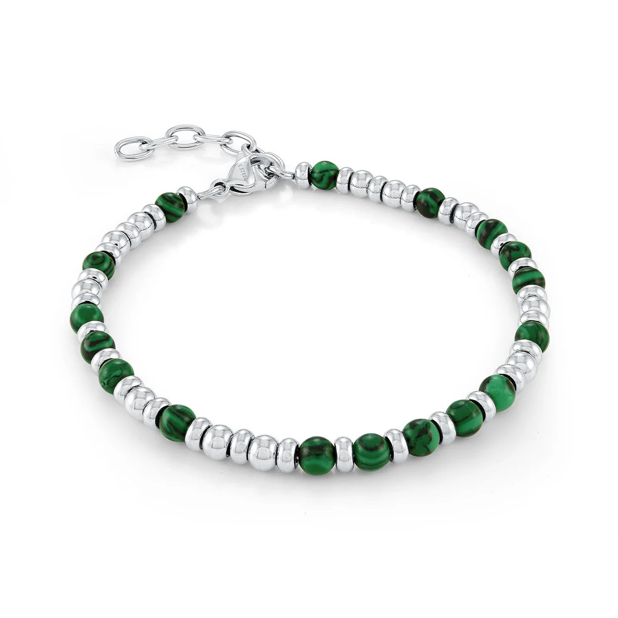 Stainless Steel Malachite Bead Bracelet - SMB746