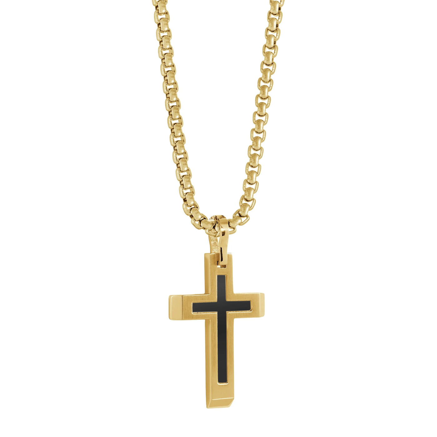 Stainless Steel Matte Centre Cross Pendant & Chain - SC144