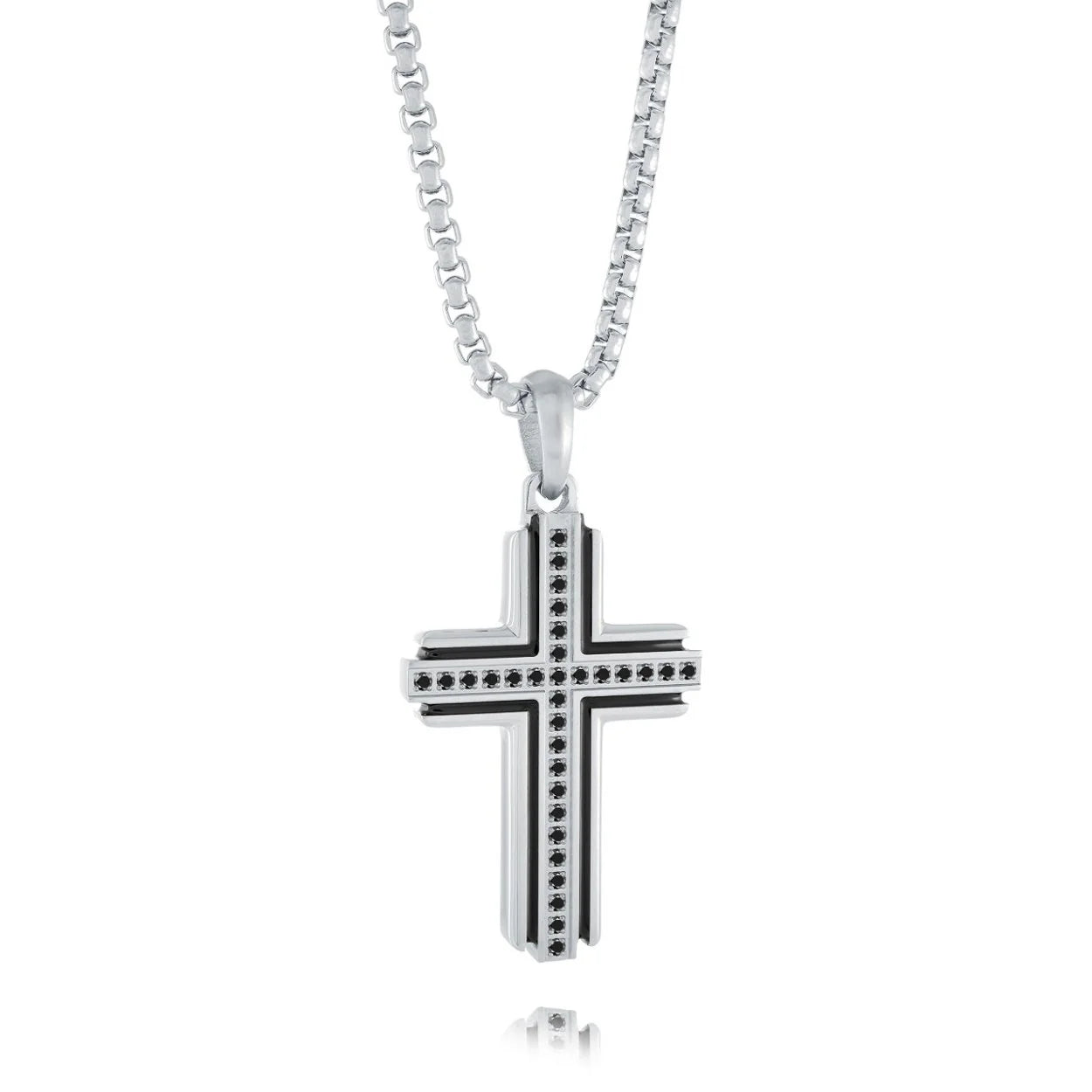 Stainless Steel Brushed Cross Pendant & Chain - SC174