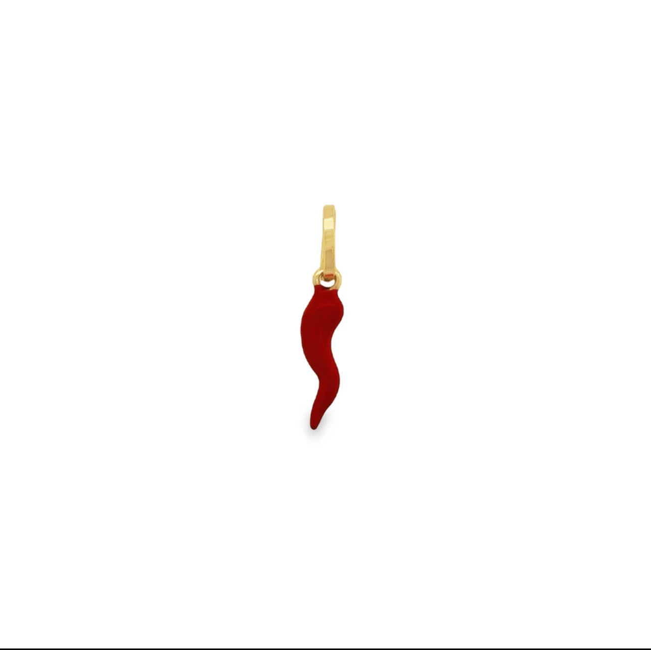 18 Karat Gold Mini Red Corno Italian Horn Pendant