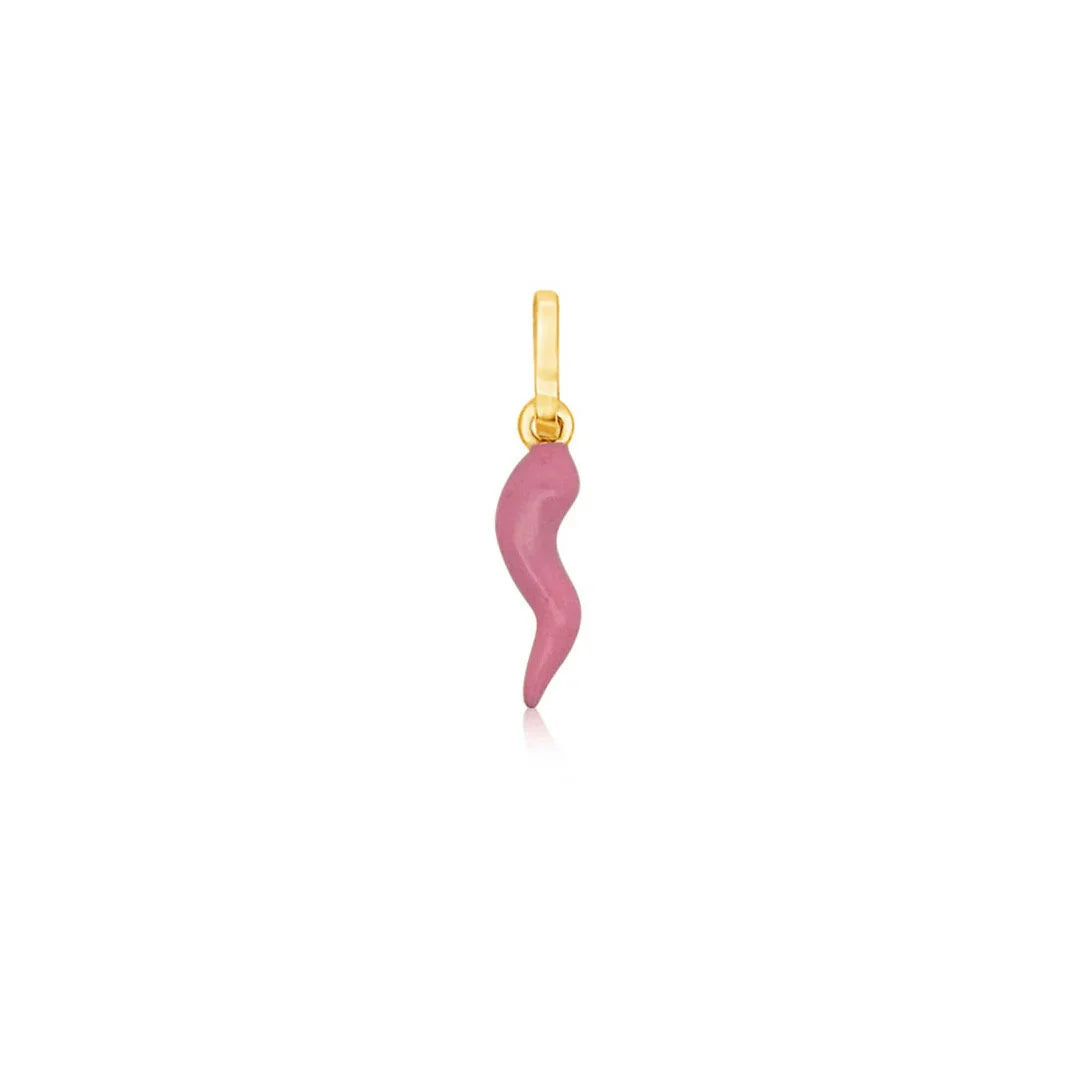 18 Karat Gold Mini Pink Corno Italian Horn Pendant