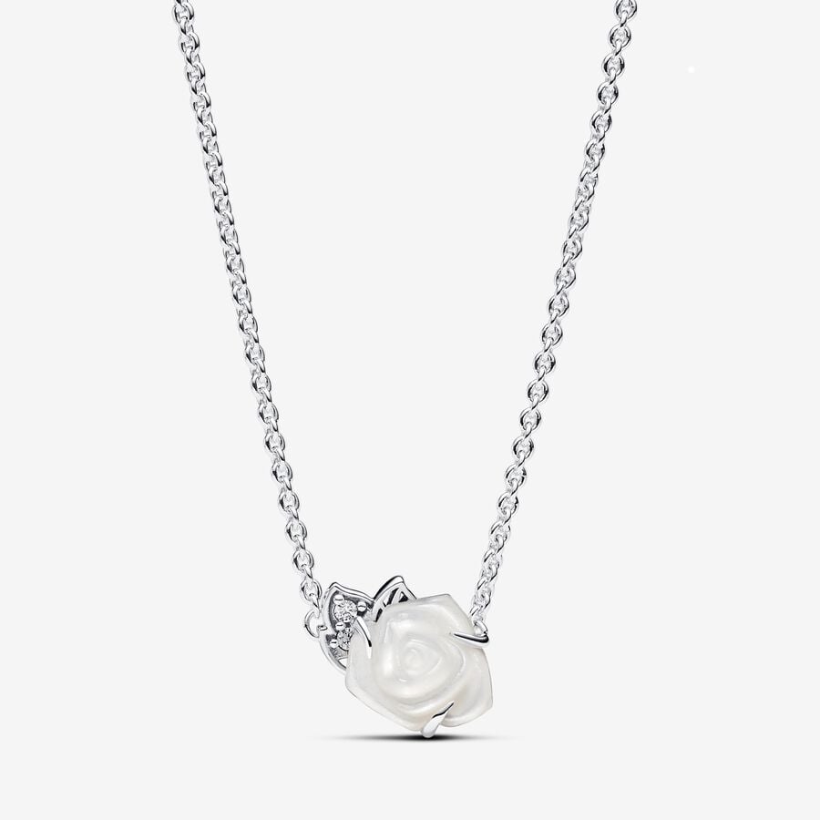 Pandora White Rose in Bloom Collier Necklace - 590514CZ-45