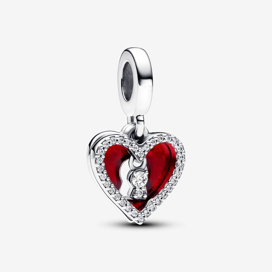 Pandora Red Heart & Keyhole Double Dangle Charm - 793119C01