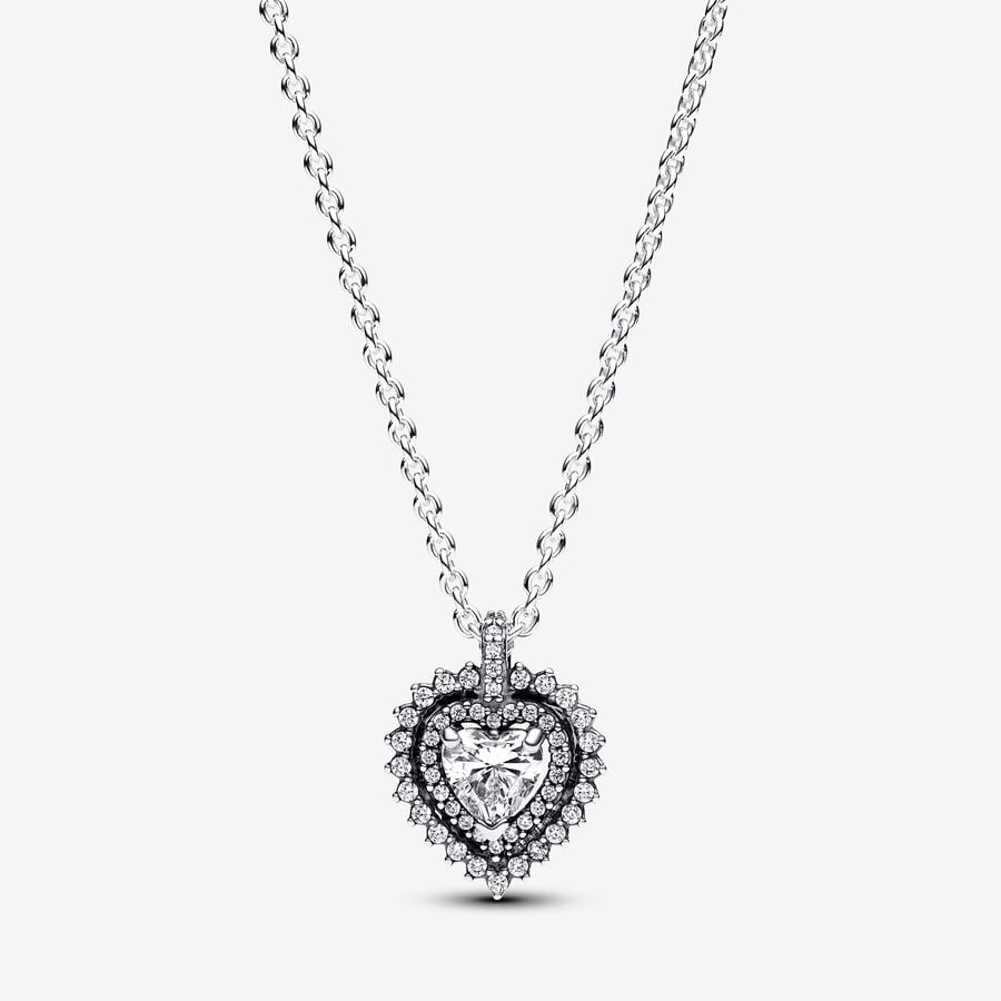 Pandora Sparkling Heart Halo Pendant Necklace - 393099C01-45