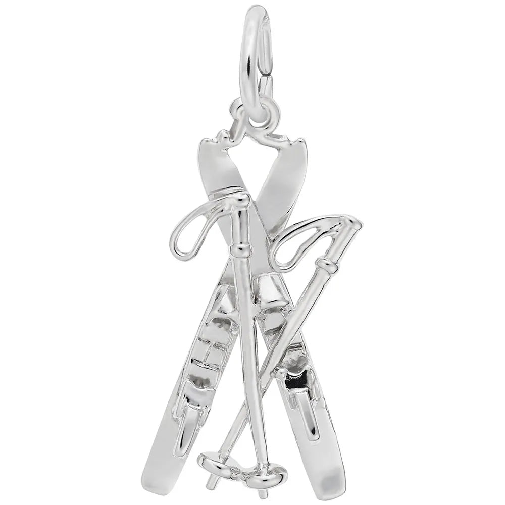 Sterling Silver Downhill Skis Charm