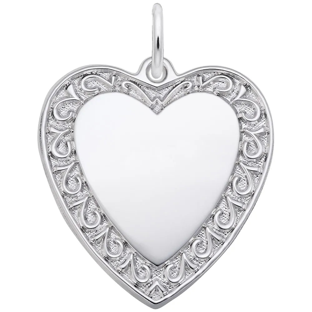 Sterling Silver Scrolled Classic Heart Charm