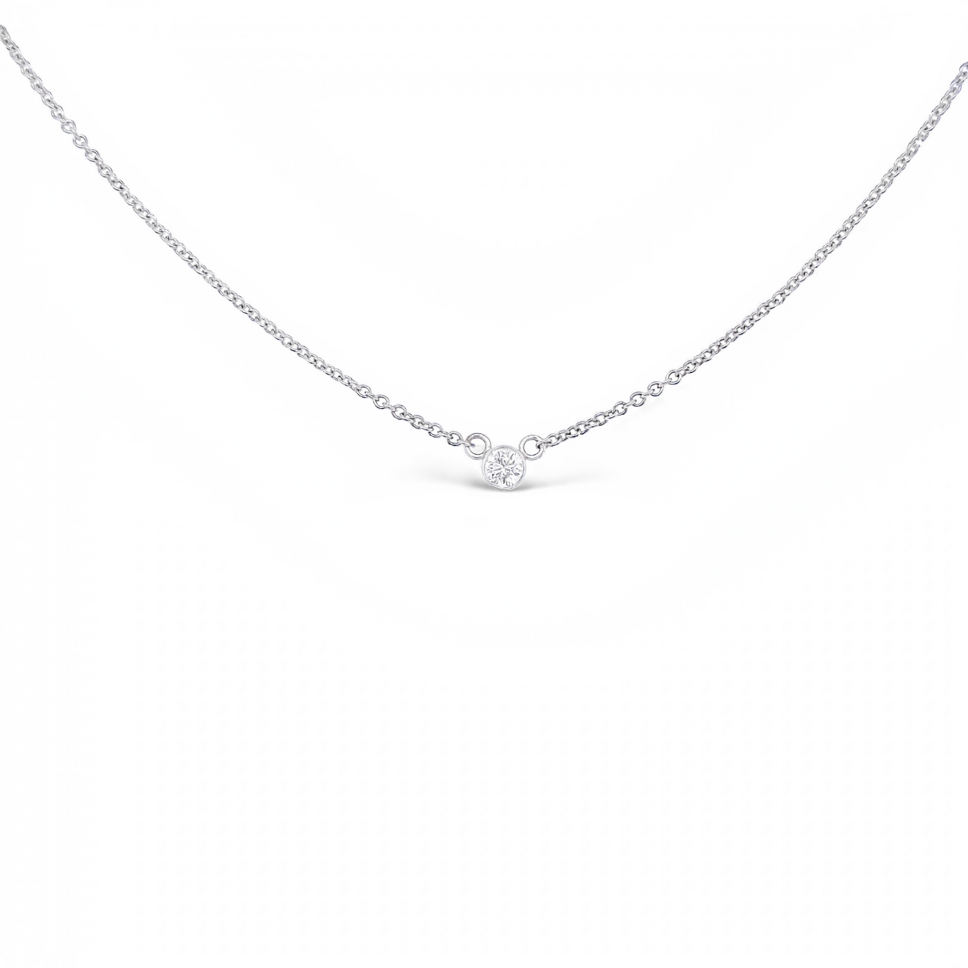 14 Karat White Gold Mini Bezel Set Necklace