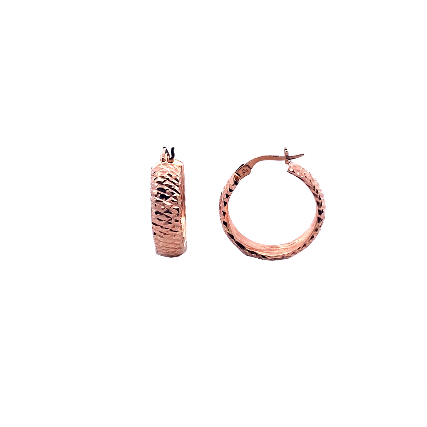 14 Karat Rose Gold Sparkle Cut Hoops