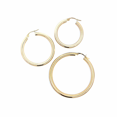 10 Karat Yellow Gold Tube Hoops 3mm Width