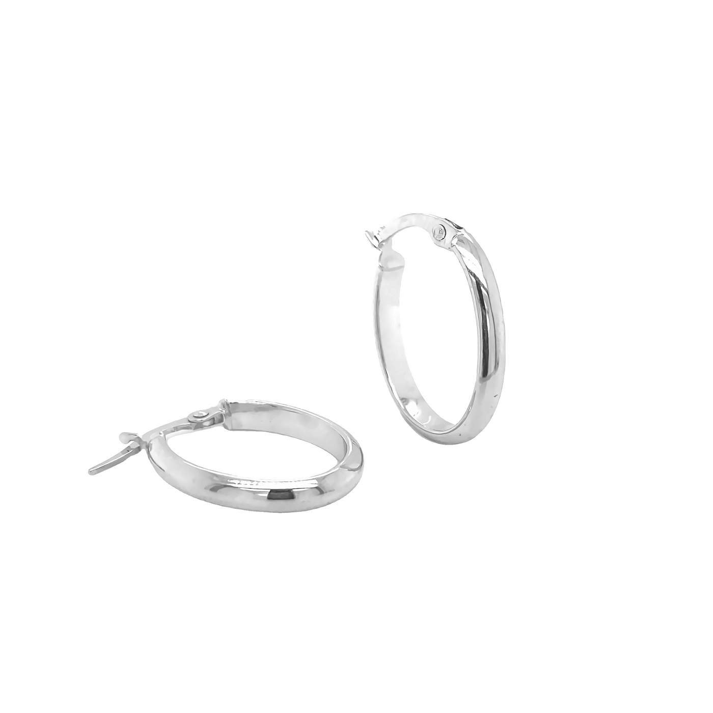 10 Karat White Gold Oval Hoop Earrings